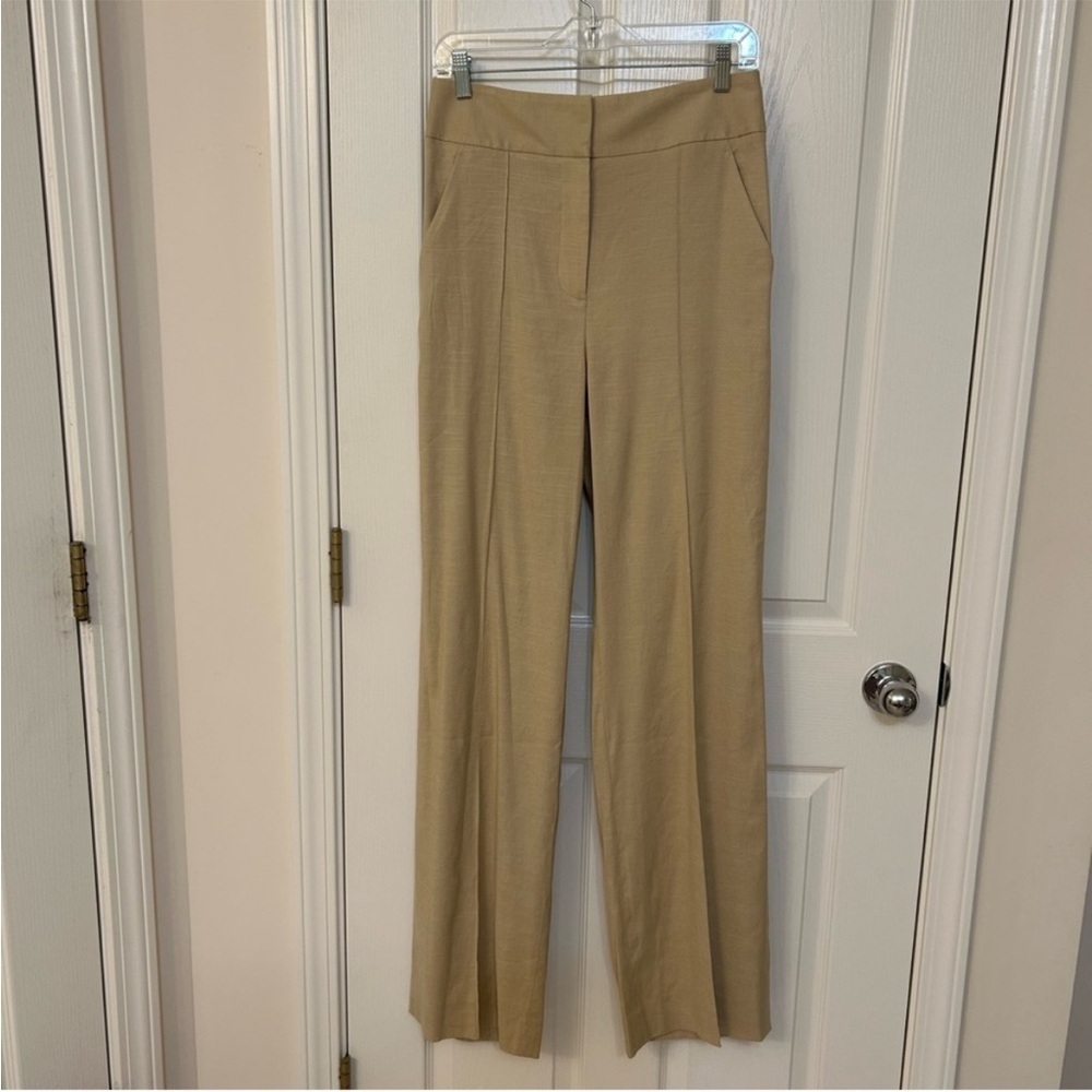 Veronica Beard Cruz Pintuck Linen Blend Pants in Stone Khaki Size 2 - Picture 4 of 9
